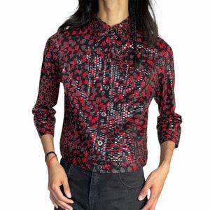 Spring Punk 90s Vintage Jacket Comfortable Red Black Unisex size Small Y2K Boho